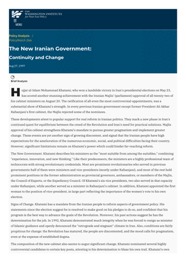 The New Iranian Government: Continuity and Change