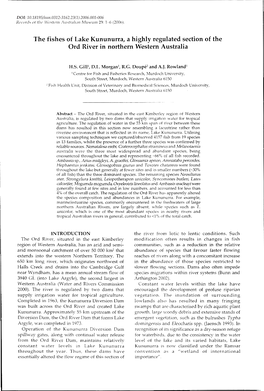 The Fishes of Lake Kununurra, a Highly Regulated Section of the Ord River in Northern Western Australia