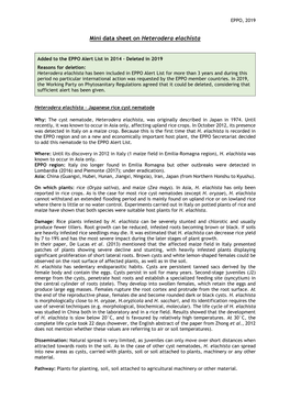 Mini Data Sheet on Heterodera Elachista