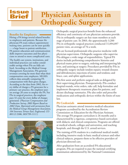 Physician Assistants in Orthopedic Surgery