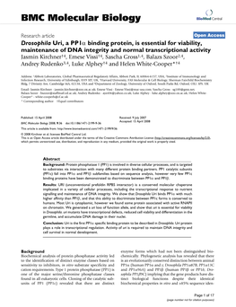 BMC Molecular Biology Biomed Central