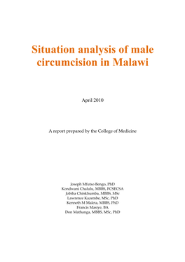 Male Circumcision Situation Analysis Report Template