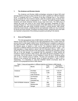 1. the Andaman and Nicobar Islands The