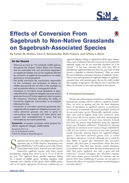 Effects of Conversion from Sagebrush to Non-Native Grasslands on Sagebrush-Associated Species by Caitlin M