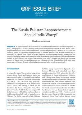 The Russia-Pakistan Rapprochement: Should India Worry?