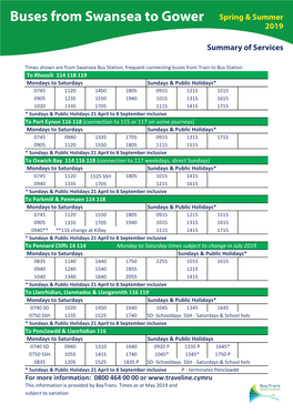 Buses from Swansea to Gower Spring & Summer