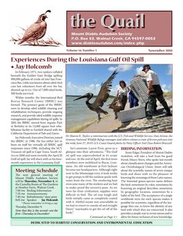 Experiences During the Louisiana Gulf Oil Spill Jay Holcomb