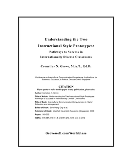 Understanding the Two Instructional Style Prototypes: Pathways to Success in Internationally Diverse Classrooms