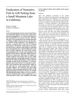 Eradication of Nonnative Fish by Gill Netting From