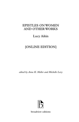 EPISTLES on WOMEN and OTHER WORKS Lucy Aikin [ONLINE