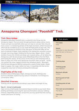 Annapurna Ghorepani “Poonhill” Trek