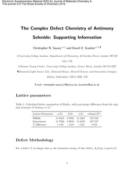 The Complex Defect Chemistry of Antimony Selenide: Supporting Information