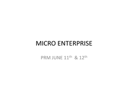 Micro Enterprise