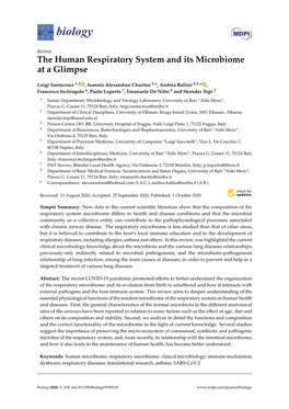 The Human Respiratory System and Its Microbiome at a Glimpse