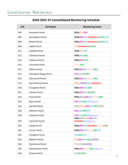 2020-2021 SY Consolidated Monitoring Schedule