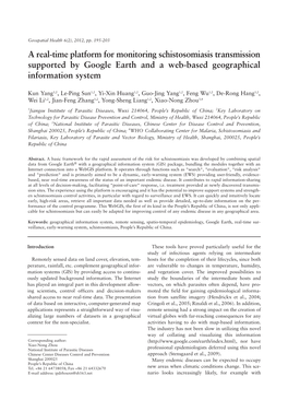 A Real-Time Platform for Monitoring Schistosomiasis Transmission Supported by Google Earth and a Web-Based Geographical Information System