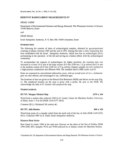 REHOVOT RADIOCARBON MEASUREMENTS IV1 and RT-747