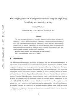 On Sampling Theorem with Sparse Decimated Samples