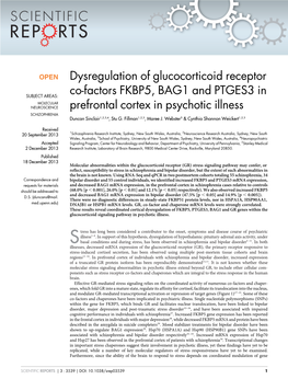 Dysregulation of Glucocorticoid Receptor Co-Factors FKBP5, BAG1 and PTGES3 in Prefrontal Cortex in Psychotic Illness