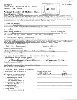 National Register of Historic Places Continuation Sheet Rocky Flats Plant Section Number 7 Page 1____ Jefferson County, CO