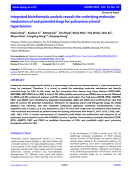 Integrated Bioinformatic Analysis Reveals the Underlying Molecular Mechanism of and Potential Drugs for Pulmonary Arterial Hypertension