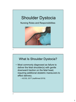 Shoulder Dystocia Nursing Roles and Responsibilities