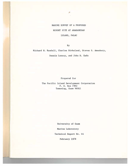 MARINE S.URVEY of a PROPOSED RESORT SITE at ARAKABESAN ISLAND, PALAU by Richard H. Randall, Charles Birkeland, Steven S. Amesbur