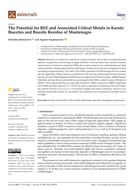 The Potential for REE and Associated Critical Metals in Karstic Bauxites and Bauxite Residue of Montenegro