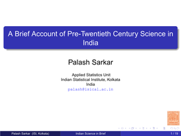 A Brief Account of Pre-Twentieth Century Science in India