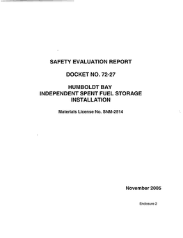 Safety Evaluation Report for the Humboldt Bay ISFSI