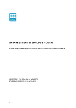 An Investment in Europe's Youth