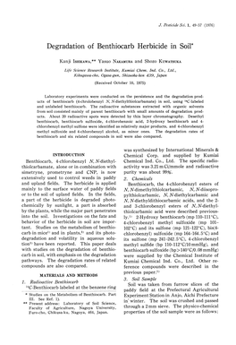 Degradation of Benthiocarb Herbicide in Soil*