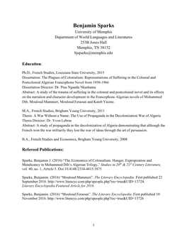 Dr. Sparks's CV