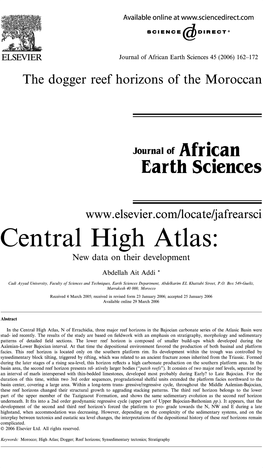 Central High Atlas: New Data on Their Development Abdellah Ait Addi *
