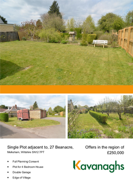 Single Plot Adjacent To, 27 Beanacre, Offers in the Region of £250,000
