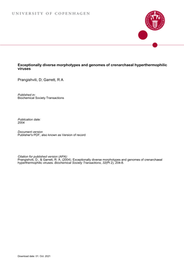 Exceptionally Diverse Morphotypes and Genomes of Crenarchaeal Hyperthermophilic Viruses