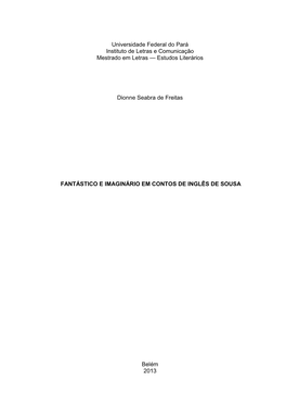 Universidade Federal Do Pará Instituto De Letras E Comunicação Mestrado Em Letras — Estudos Literários