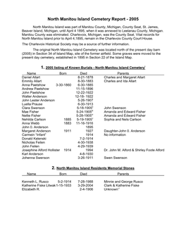 North Manitou Island Cemetery Report - 2005