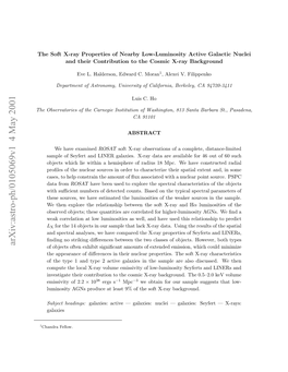 Arxiv:Astro-Ph/0105069V1 4 May 2001