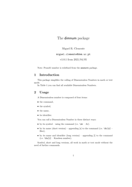 The Dimnum Package