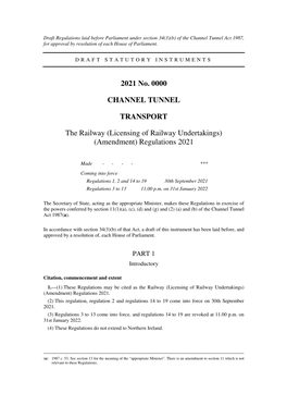 (Licensing of Railway Undertakings) (Amendment) Regulations 2021