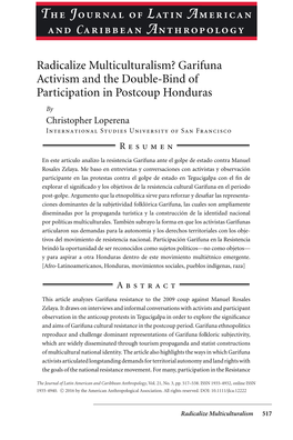 Garifuna Activism and the Double-Bind of Participation in Postcoup Honduras