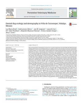 Owned Dog Ecology and Demography in Villa De Tezontepec, Hidalgo, Mexico