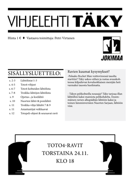 Torstaina 24.11. Klo 18 Sisällysluettelo