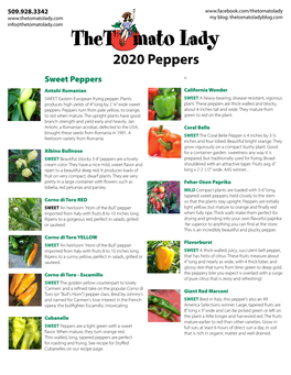 2020 Peppers Sweet Peppers V