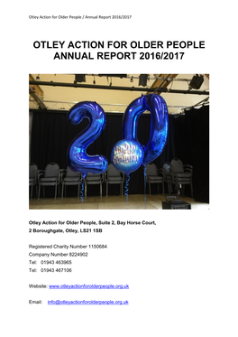 Otley Action for Older People Annual Report 2016/2017