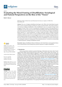 Evaluating the Moral Framing of Disaffiliation: Sociological