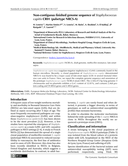 Staphylococcus Capitis CR01 (Pulsetype NRCS-A)