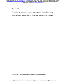 Radiological Appearances of Anastomotic Leakage After Radical Gastrectomy