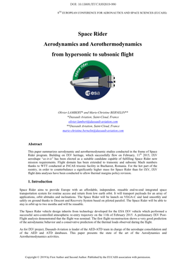 Space Rider Aerodynamics and Aerothermodynamics from Hypersonic to Subsonic Flight